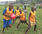 OUR RIGHT : Children enjoy their right to play with ball offered by Right to Play. (Courtesy Photo).