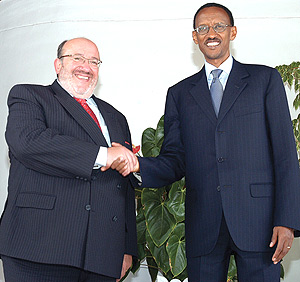 President Kagame with Louis Michel.