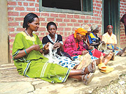 Basket weaving by local women in Rwanda