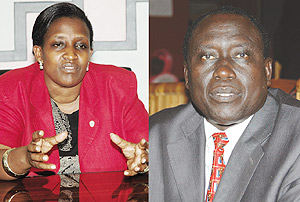 L-R: Foreign Affairs Minister, Rosemary Museminari, Justice Minister, Tharacise Karugarama.