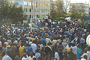 Rwandan youth demonstrate infront of  European Commision offices in Kigali. Similar demonstrations are planned in Europe. (File Photo)
