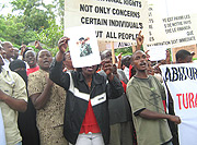 JUSTICE IS FOR ALL:  Local Government leaders in Kigali protest against Kabuyeu2019s arrest yesterday. (Photo/ E. Kwibuka).