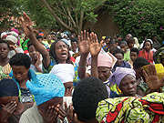 RELEASE KABUYE: Many of the women protesting Rose Kabuye controversial arrest could not hold back tears. (Photo/ R.Mugabe)