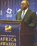 President Mwai Kibaki of Kenya addressing the Legatum Africa Awards during his State visit Wednesday. (PPU photo).