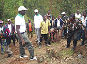 Minister Kamanzi and Northern Province governor Boniface Rucagu during the launch of the national tree planting week in Burera district on Monday. (Photo / B. Mukombozi).