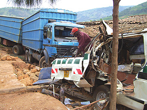 The wreckage on the taxi involved in the accident. (Photo/ A Gahene)