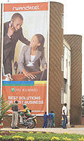 A newly mounted Rwandatel billboard in Remera yesterday. (Photo/D. Kezio Musoke). 