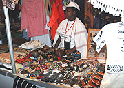 A Woman displays Crafts in the Jua Kali Expo that ends today (Photo J Mbanda).