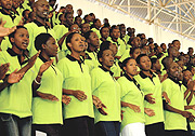 Youth sing during the Imbuto Foundation training.