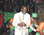 Joseph Habineza at the Lotto launch After buying the First Ticket. (Photo File)