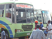Government buses: Women in Rwanda drive some of these buses. (Photo/G.Barya)