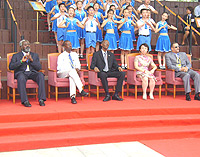 Rwanda Olympics delegation at the flag hoisting event at the Olympics village in Beijing. 