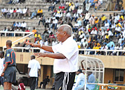 Somaliau2019s coach Mohamed Abdi Farah shouts instructions during his teamu2019s game against Tanzania. He has warned Rwanda to watch out. (Photo / A. E.Oryada).