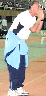 TECHNICAL NAIVETY: Tucak Branko shouts instructions to his players.