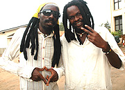 RasAlbino (L) strikes a Rastafari pose with friend (Photo J.Mbanda)