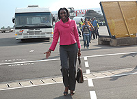 Rose Kabuye at Kigali International Airport. Her arrest by the German Police November last year sparked off protests worldwide. (File photo) 