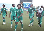 DISAPPOINTING: Nigerian players leave the field after beating Egypt 2-0 in the group stage but after that win, the Flying Eagles have failed to justify their status as the leading nation at the youth level on the continent. (Photo / G. Barya).