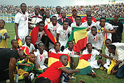 Ghana players and officials celebrate their third African Youth Championship after defeating rivals Cameroon 2-0 at Amahoro stadium yesterday. (Photo / G. Barya)