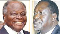 L-R: President Mwai Kibaki, Prime Minister Raila Odinga.