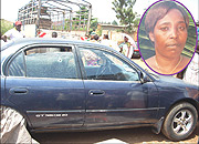 The car registered RAB 055J into which Rose  Bizigaba was when she was shot to death by the assailants. (Photo R Mugabe) Inset is the deceased Bizigaba. 