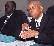 Rwanda Cooperatives Agency Director General Damien Mugabo responds to callersu2019 questions at Telecom House Yesterday. (Photo J Mbanda)