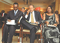 Rwandau2019s business leaders listen attentively during a recent meeting with the president. (File Photo).