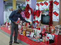 Clients at Nakumatt supermarket shopping for Valentine day.