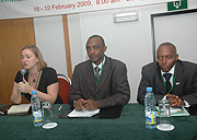L-R Emily Bancroft, Dr Steven Rulisa and Dr Caude Sekabaraga. (Photo/ J Mbanda).