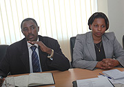 CNLG Executive Secretary Jean de Dieu Mucyo (L) and the Commission Vice Chairperson Christine Tuyisenge. (Photo/ J Mbanda).