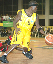 TORMENTOR: Amandin Rutayisire top scored for Rwanda as the hosts thumped Uganda 93-68  in the Fiba Africa Zone V qualifiers yesterday. (Photo/ G. Barya).