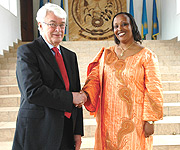 Bo Ekman with Amb. Jacqueline Mukangira after their meeting with the President yesterday. (PPU Photo).