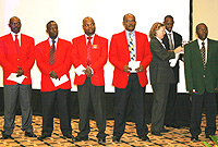 Local stock brokers during the launch of Rwanda stock market last year. (File Photo).