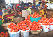 Women selling tomatoes in Remera. They would benefit from the gender budgeting once it is approved. (File Photo)