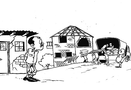 65 people have been arrested for diverting building material that was supposed to build houses for the needy.