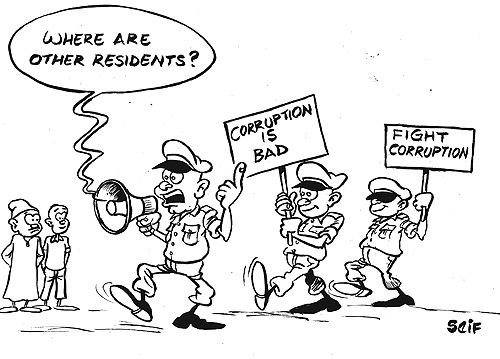 Residents of Muhanga District last week snubbed the anti-corruptionn procession in Gitarama town.