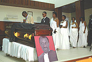 Family Members paying their last respects to the late Mutagwera at the Supreme Court saturday.