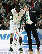 Senegalese superstar Boniface Ndong taking instructions from his club coach.