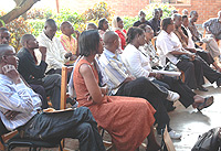 Some of the employees that were retrenched by Rwandatel. (Photo G. Barya)