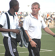 FULL CHARGE: Erike Paske (R) has been elevated from assistant to head coach of APR Fc and will be assisted by goalkeepersu2019 coach Claude Ishimwe (L).