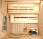 A birdeye view of a sauna.