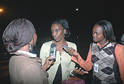 Rose Kabuye in an interview with reporters on arrival at Kigali International Airport last evening. (Photo/ J. Mbanda).