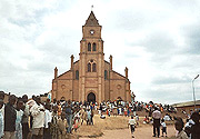 Christians gather at Kabgayi Basilica after the genocide where thousands of Tutsi were massacred.