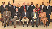 President Kagame with some members of the Presidential Advisory Council at the end of this yearu2019s PAC meeting . Himbara is standing second from right. (PPU photo).