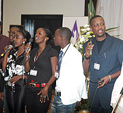 A group of local artistes performing the u2018One Dollar Campaignu2019.