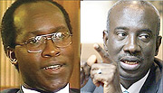 L-R: Genocide suspect Callixte Mbarushimana, still roaming free in Europe, ICTR Prosecutor Hassan Boubacar Jallow, the tribunal has tied his hands.