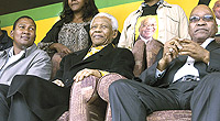 ANC president Jacob Zuma (right) with former president Nelson Mandela (centre) and his grandson Mandla Mandela at a past electoral rally in the EasternCape.