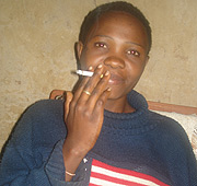 Woman smoking cigarette 