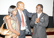 The producer u2018Tears of Rwandau2019 Sherrif Kigame chatting with the main actors. It was screened at Serena Hotel on Sunday evening. (Photo G Barya).