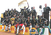 APR players celebrate after winning last yearu2019s MTN Peace Cup. The defending champions take on Musanze in the quarterfinal this afternoon without eight key players. (File photo).