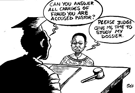 A pastor has been dragged to court by members of her church on allegations of embezzling church funds.